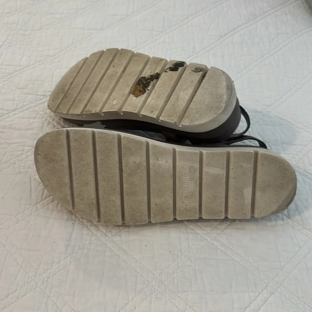 J Slides Blakely Grey Leather Platform Sandal